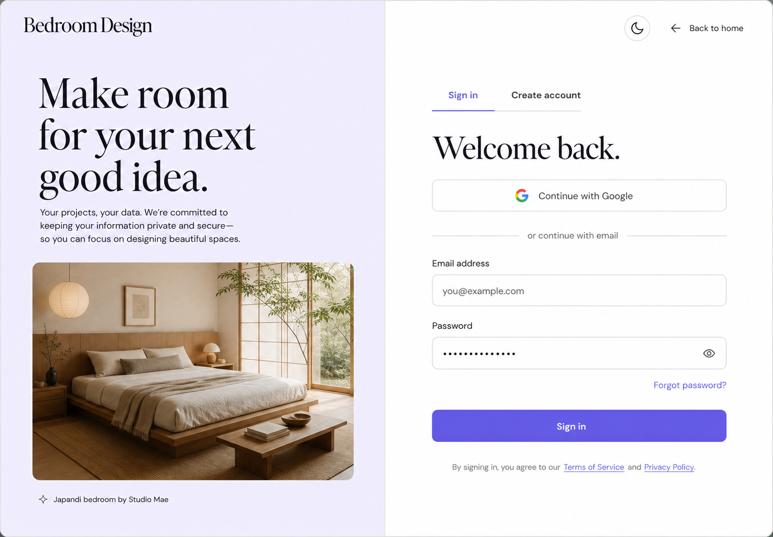 Warm bedroom design account preview