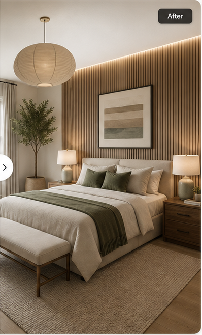 AI redesigned warm bedroom
